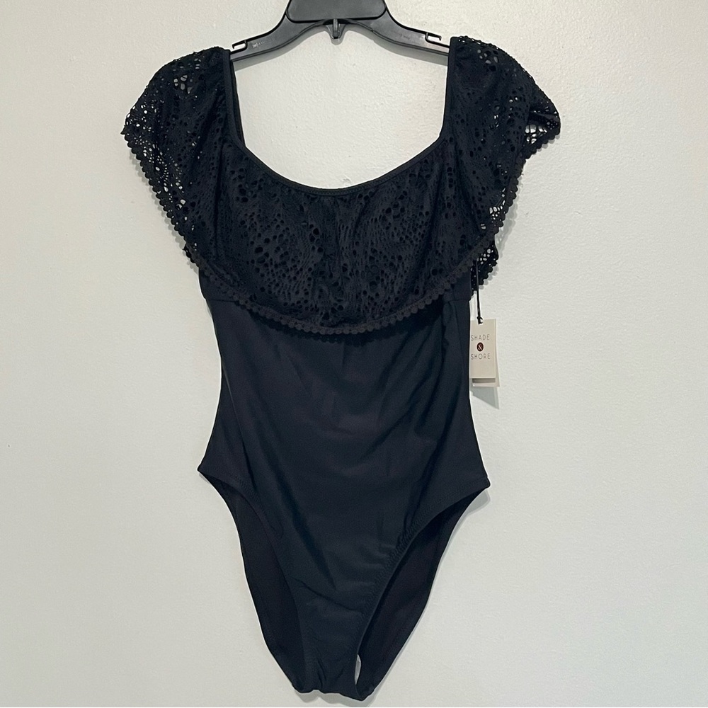 Shade & Shore Swimsuit One Piece Black Small New
